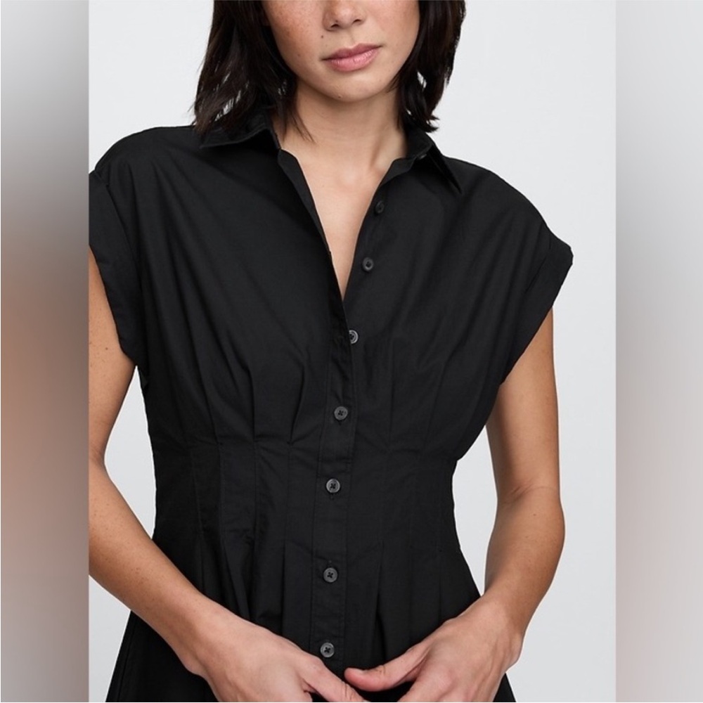 NWT! Gap Poplin Midi Black Shirtdress Contemporary - Multiple 🎻 - Picture 4 of 9